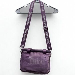 Juicy Couture Purple Velour Cooler Lunch Bag Rhinestone Heart Zipper